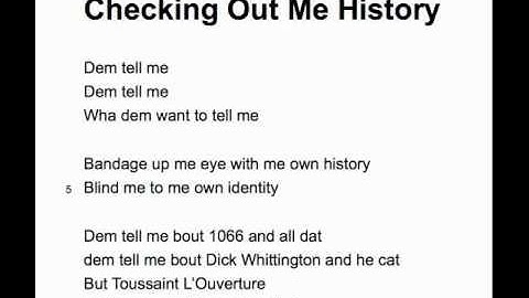 Checking Out Me History - Audio