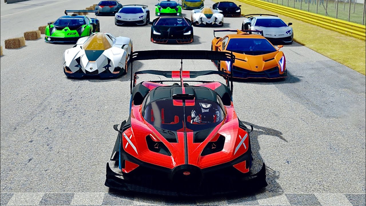 Bugatti Bolide GTR Concept vs Lamborghini Hypercars at 24 KM Straight ...