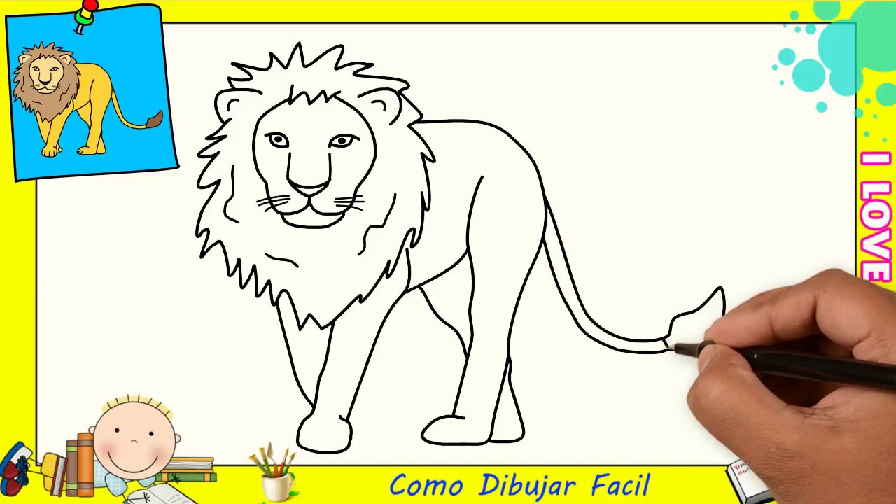 Dibujos de leones FACILES paso a paso para niños - Como dibujar un leon  FACIL 3 - YouTube