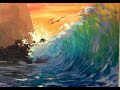 How To Paint A Crashing Wave At Sunset - Full lesson recorded live!