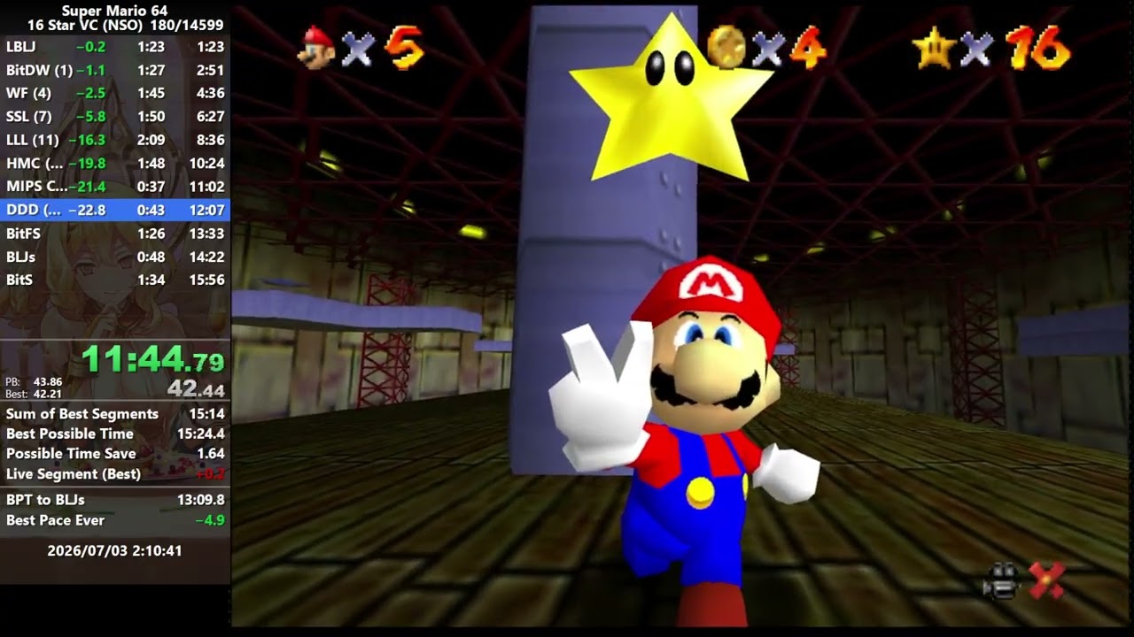 スーパーマリオ64 16枚RTA 15:52 (SwitchVC) - YouTube