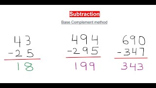 Subtraction using Base Complement Method (Vedic Math)
