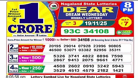 Nagaland State Lottery Sambad 8 PM Result Today 19-11-2025