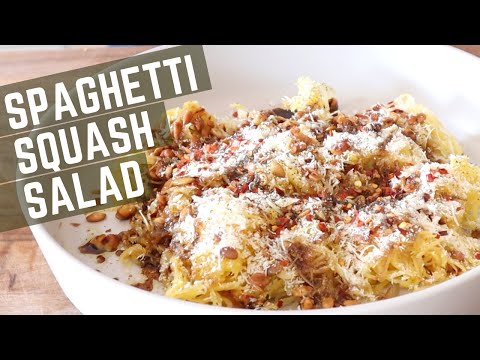 Easy Roasted Spaghetti Squash Salad Recipe with Fried Seeds