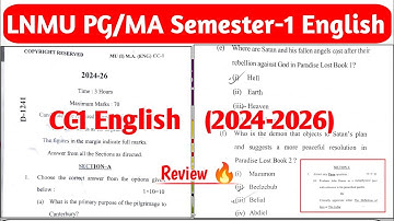 LNMU PG/MA Semester-1 CC-1 English Question Paper Review 2025 | Session 2024-2026 | CC-1 English |