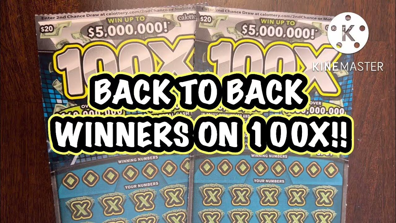 BACK TO BACK WINNERS ON 100X!! CA Scratchers YouTube