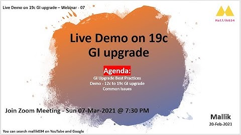 Webinar-07- Live 19c GI Upgrade || Clusterware upgrade from 12c to 19c || GI Upgrade Demonstration