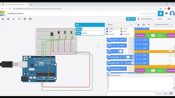 Circuit design temperature sensor Tinkercad