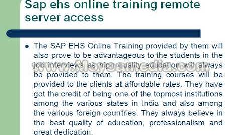 sap ehs online training remote server access