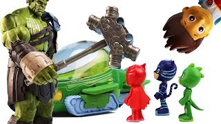 Learn Colors With Pj Masks And Paw Patrol - Gekko Transforms Into Hulk