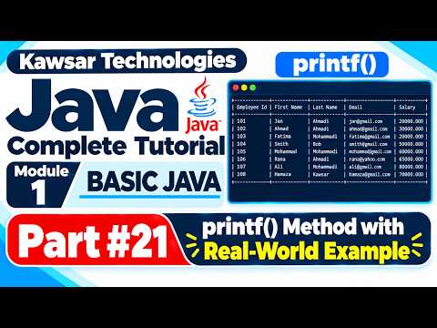 Capa de JAVA COMPLETE TUTORIAL 2026 | MODULE 1—BASIC JAVA | printf() Method with Real-World Example(PART 20)