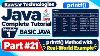 JAVA COMPLETE TUTORIAL 2026 | MODULE 1—BASIC JAVA | printf() Method with Real-World Example(PART 20)