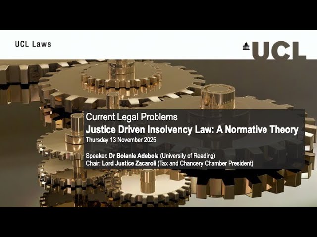 Watch Justice Driven Insolvency Law: A Normative Theory on YouTube.