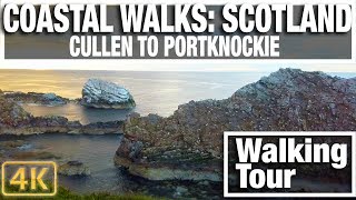 4K City Walks: Scottish Coastal Walking Treadmill video virtual walk - Cullen to Portknockie loop