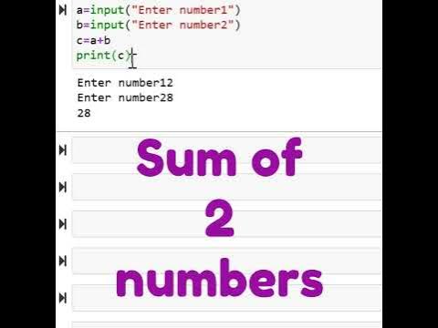Sum of two numbers in Python | Python For Beginners @VR-Universe # ...