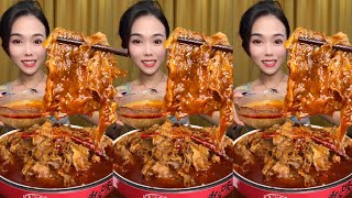 mukbang asmr spicy food，Mom's Fat Beef