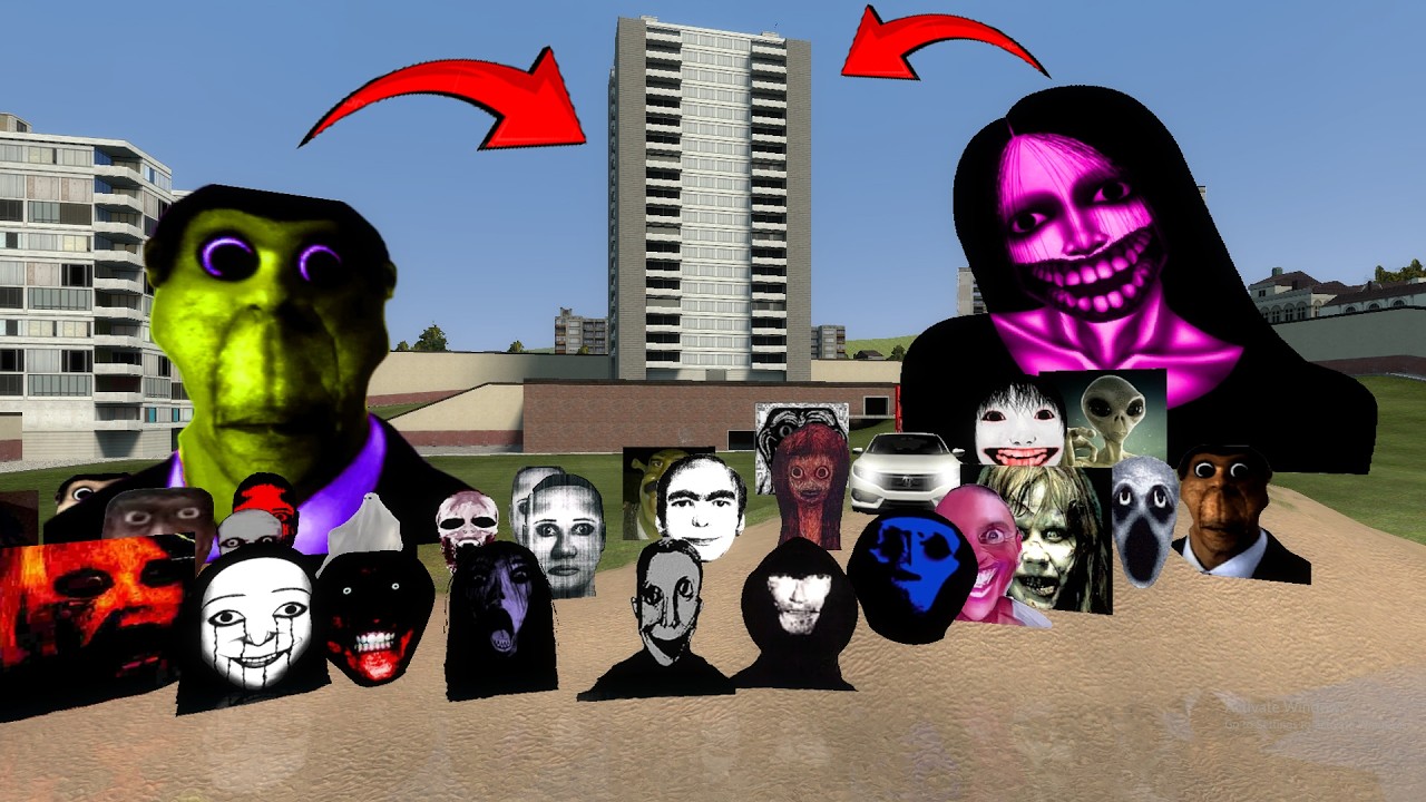 Too Much Kuchisakke Nextbots, Juandale , Obunga and Nico Nextbots in the Contruct | Garry's Mod