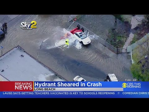 Hydrant Sheared In Long Beach Crash