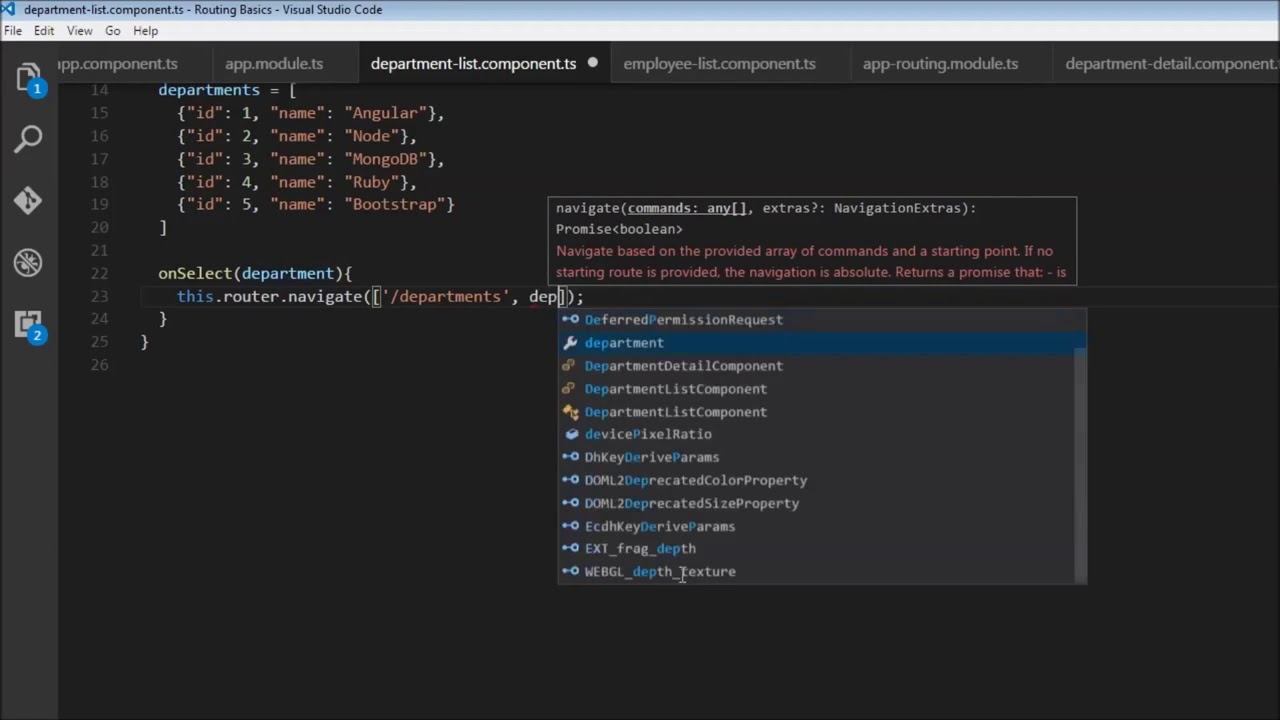 Angular js 2 example for Route Parameters - YouTube