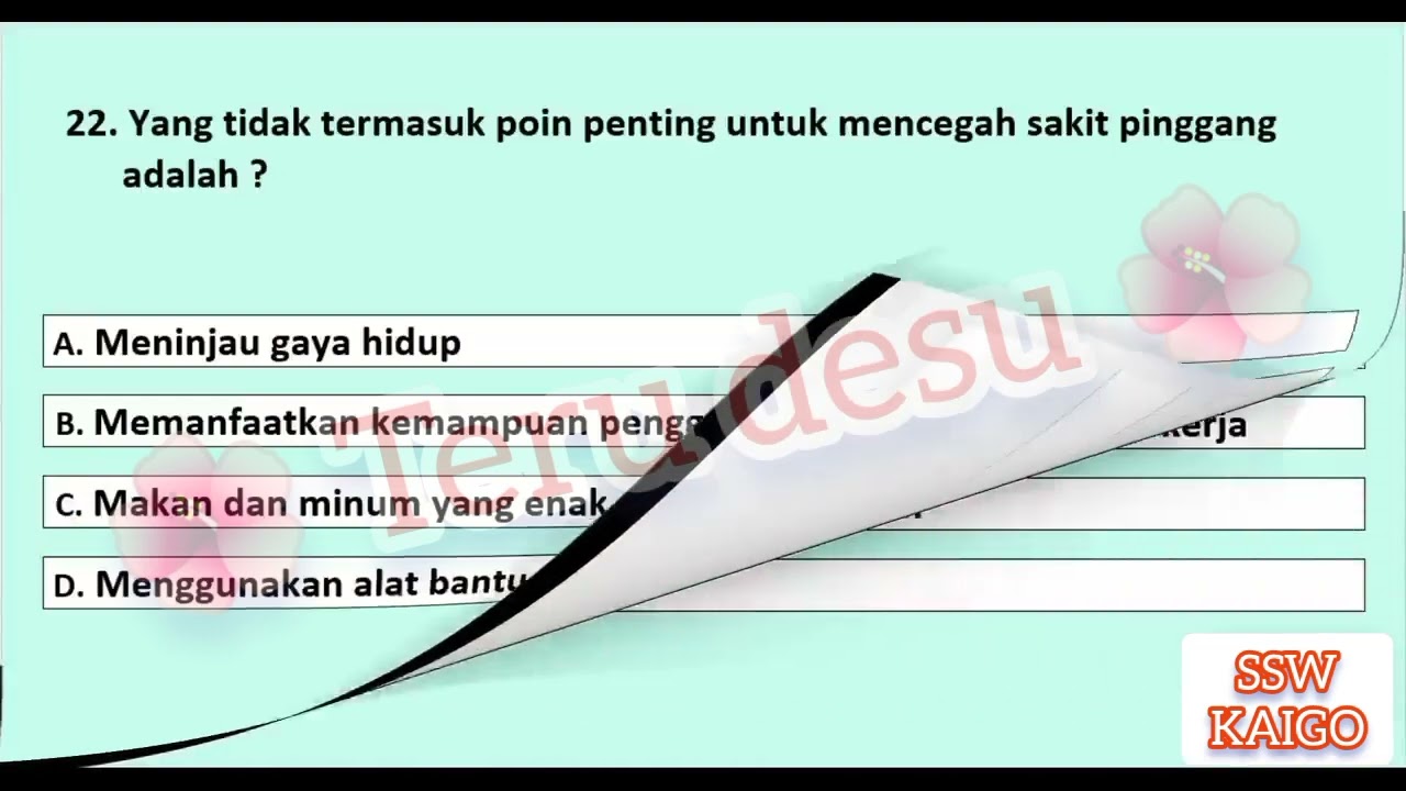 KISI KISI SOAL UJIAN SSW KAIGO || VERSI BAHASA INDONESIA ( part 1 ) @TerudesuSAKURAChan