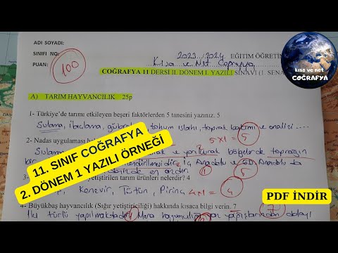 11. Sınıf Coğrafya 2. Dönem 1. Yazılı Örneği Çözümü