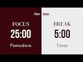 Timer for a Focused Mind - 4 Hour Pomodoro Countdown | 25 min Focus - 5 min Break | No Audio