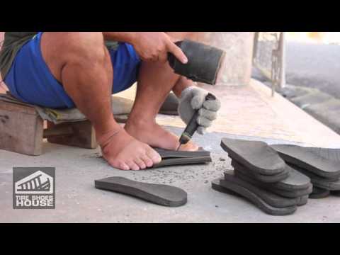 วิธีทำรองเท้ายางรถยนต์ จันทบุรี (ขั้นตอนการเจาะพื้น)