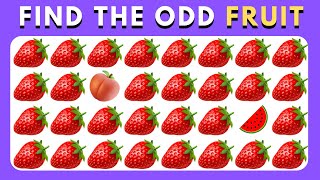 Find the ODD One Out - Fruits Edition 🍊🍎🍓Easy, Medium, Hard Levels