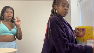 Nova cooked breakfast for the kids in the new apartment 👀