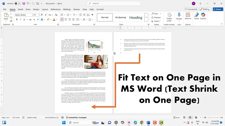 How to Fit Adjust Extra Text on One Page in MS Word (Text Shrink on One Page)