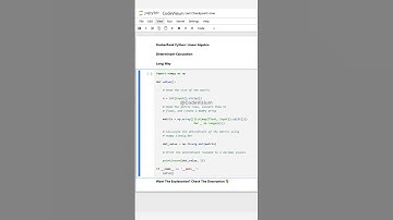 Determinant Calculation – Detailed Version #Python #HackerRank #NumPy #Determinant #LinearAlgebra