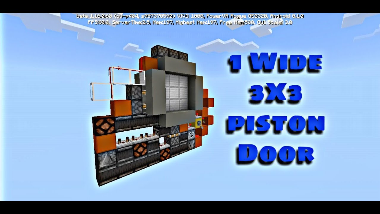1wide 3x3 piston door for Minecraft bedrock edition YouTube