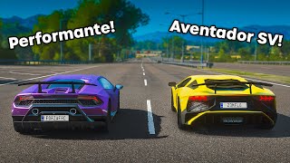 FH4 Drag Race | Lamborghini Huracán Performanté vs Lamborghini Aventador SV | Carwow Recreation!