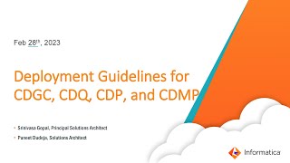Deployment Guidelines for CDGC, CDQ, CDP, and CDMP