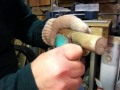 Carving a wooden cane