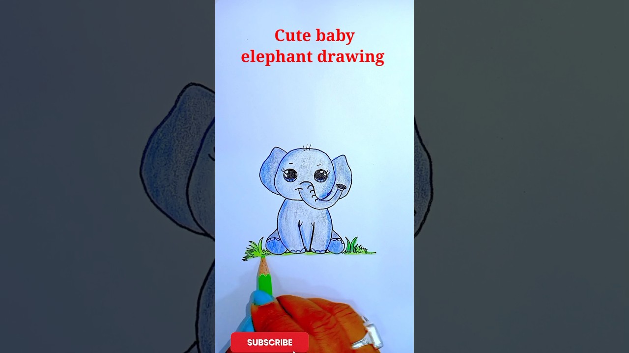 Cute Baby Elephant drawing/Baby Elephant drawing for kids/