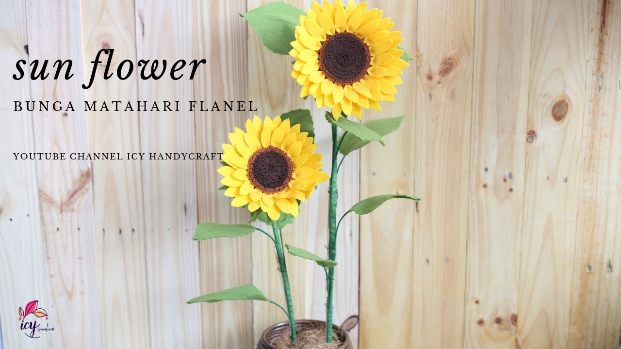 cara membuat bunga  matahari  dari kain flanel  DIY FELT 
