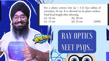 NEET2000 For a plano convex lens refractive index 1.5 has radius of curvature 10 cm. It is silvered