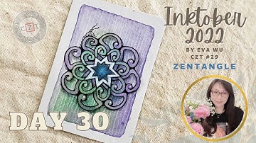 Day 30 Inktober 2022 Zentangle pattern #SAVEU #mooka 禪繞畫 #1863 by Eva Wu ゼンタングル ATC tile