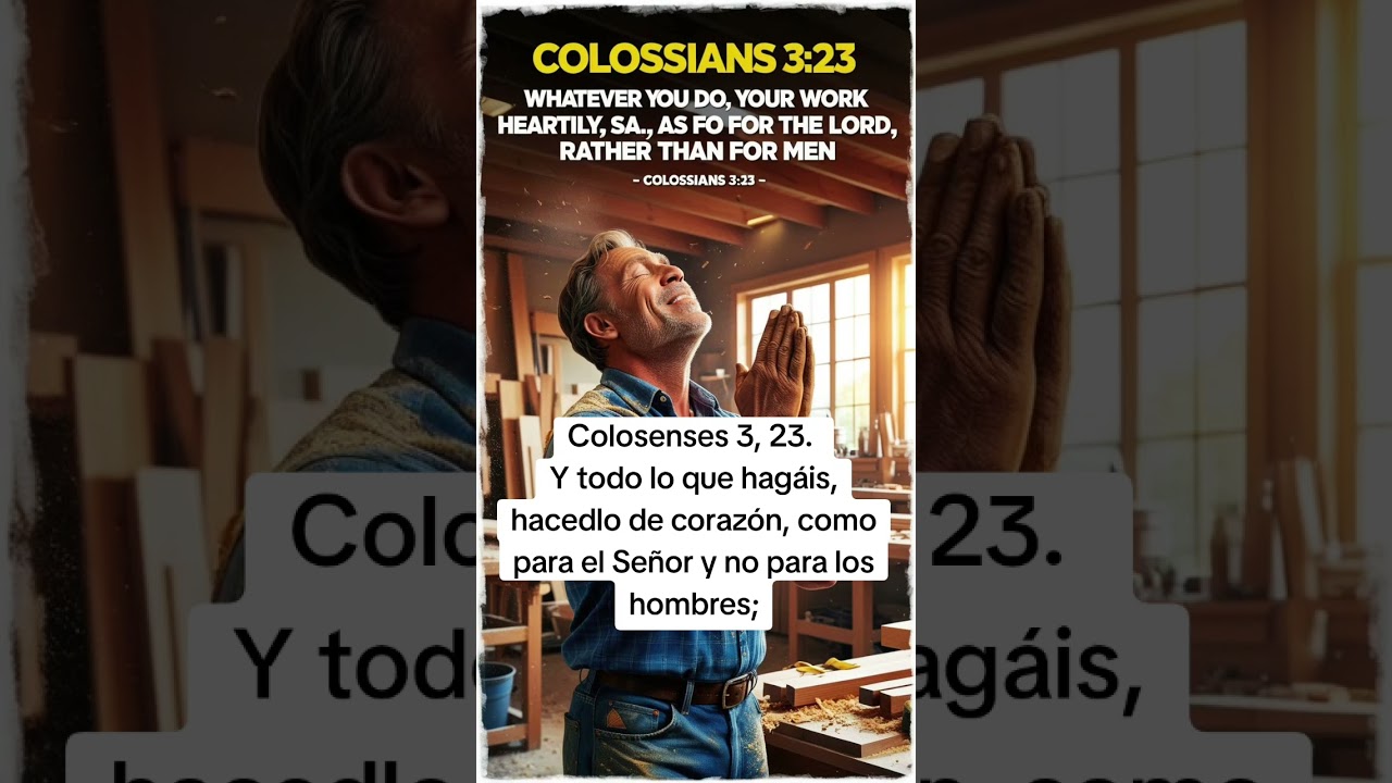 Colosenses 3, 23. Y todo lo que hagáis, hacedlo de corazón, como para el Señor. 
