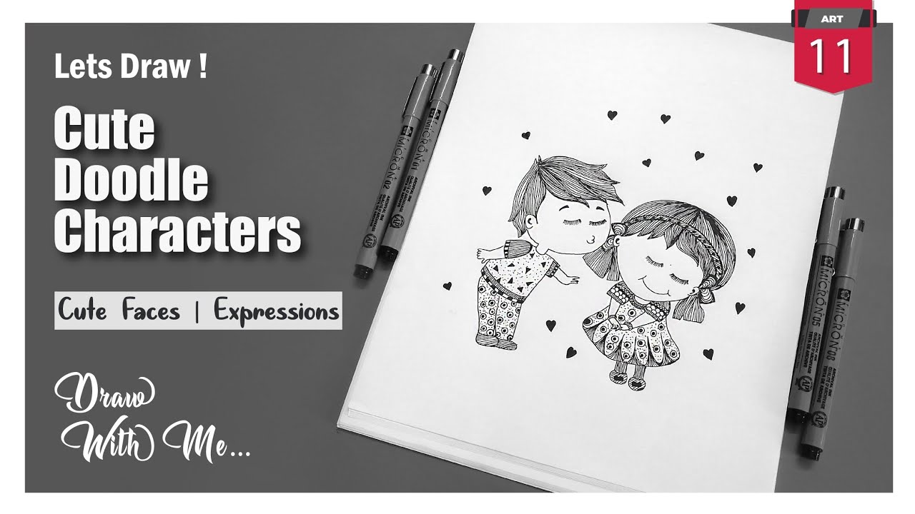 Doodle Art | Cute Faces | Expressions | Doodle Art For Beginners ...