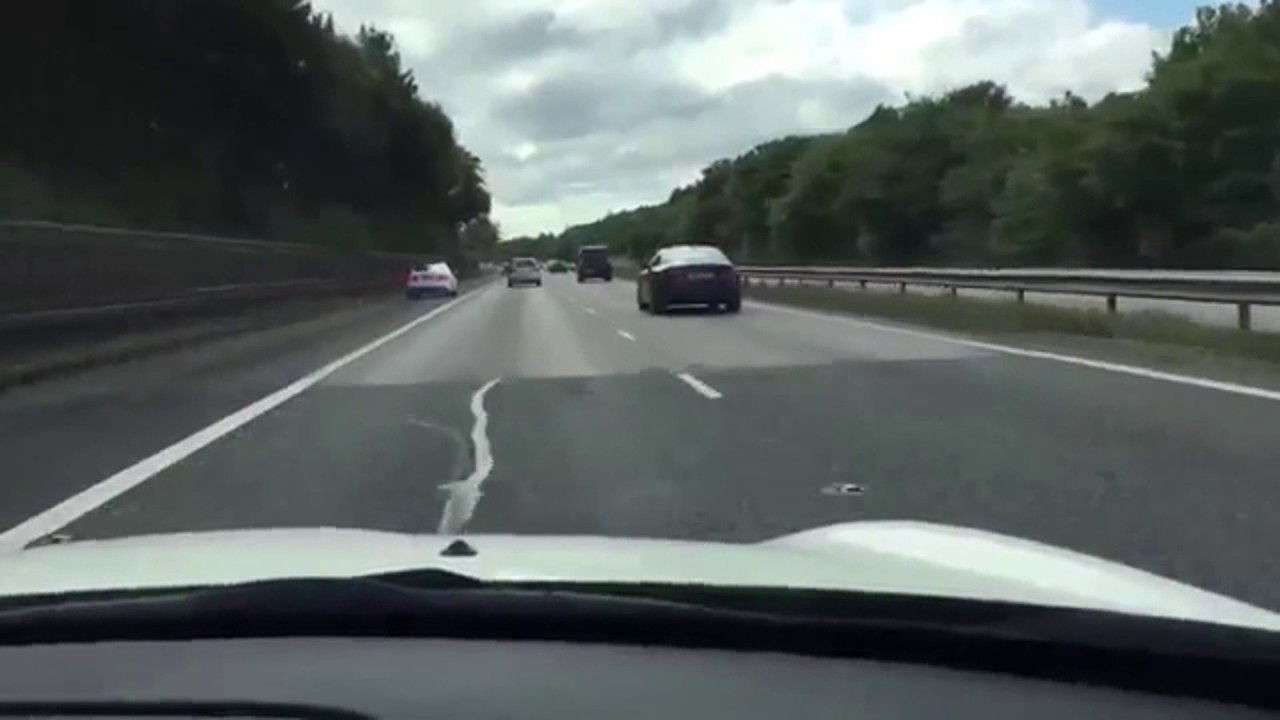 Sports cars race down M54 hard shoulder in Shropshire