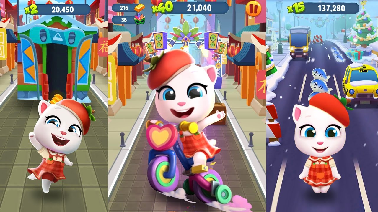 Talking Tom Gold Run - Persimmon Angela in Party Parade Event vs China New Year vs Snow City 🎉❄🧧🍒