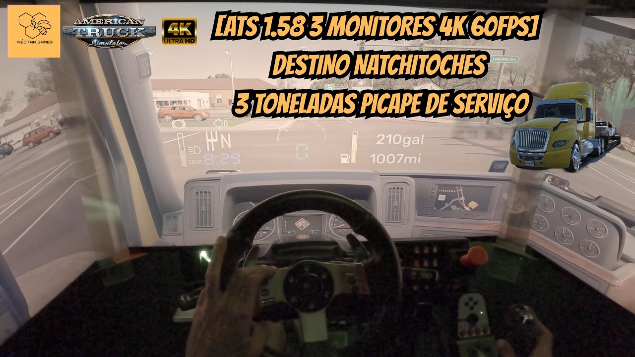 [ATS 1.58 3 MONITORES 4K 60FPS] DESTINO NATCHITOCHES 3 TONELADAS PICAPE DE SERVIÇO