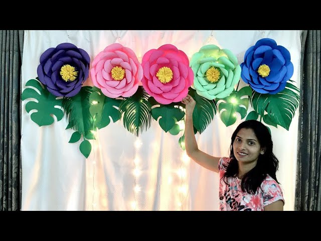 Easy paper flowers birthday decoration at home