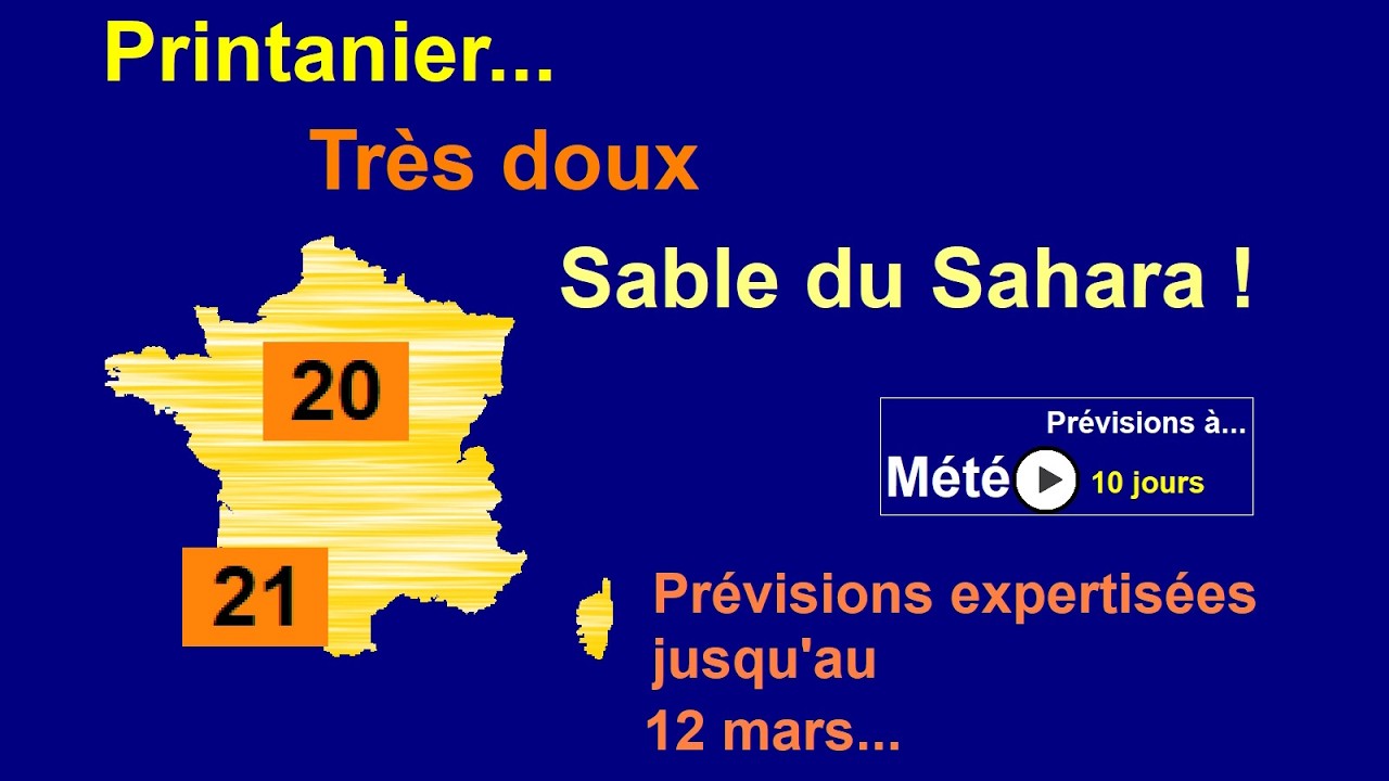Météo à 10 jours: Prévisions du 3 mars 2026 au 12 mars 2026