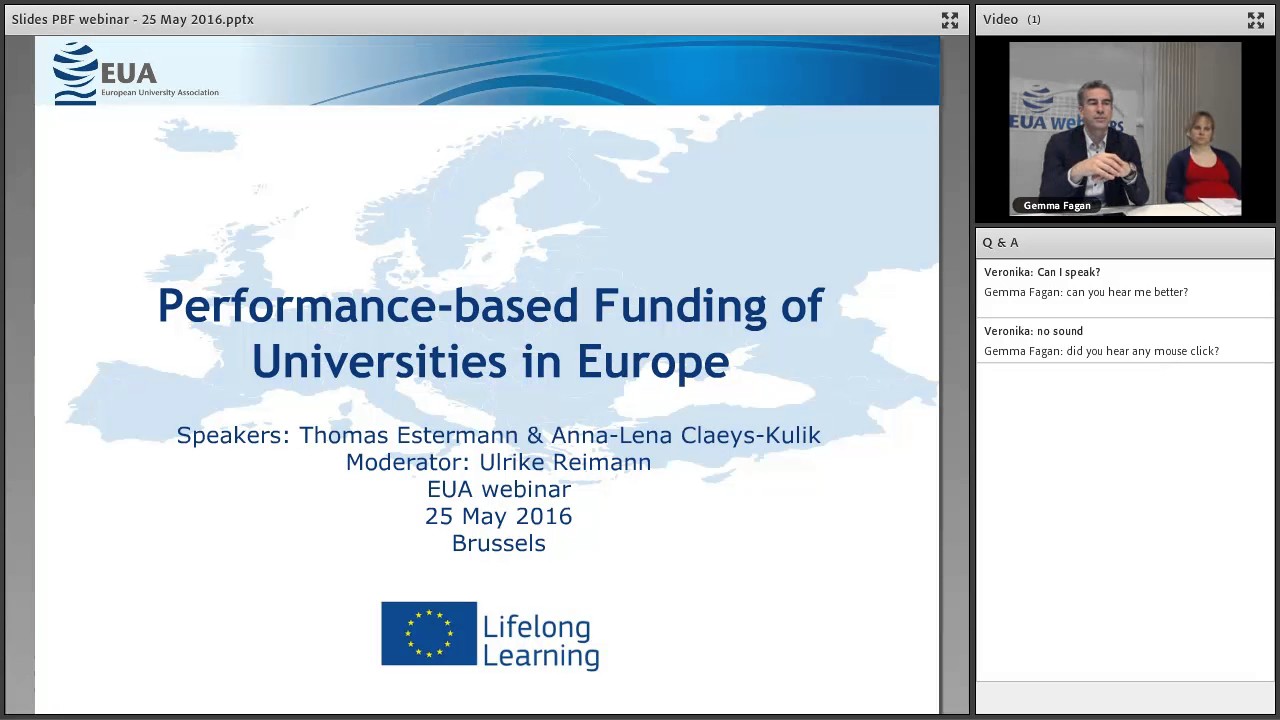 EUA Webinar: Performance-based funding of Universities