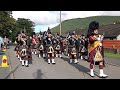 The Highlanders 4 SCOTS Pipes and Drums return march to Ballater after 2019 Ballater Highland Games