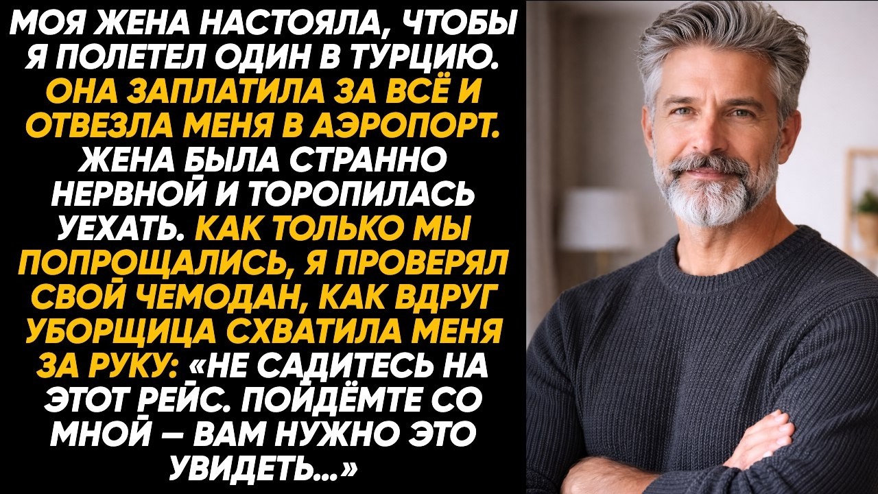 Жена подарила билет в Турцию. В аэропорту уборщица остановила меня: «Не садитесь на рейс... умоляю!»
