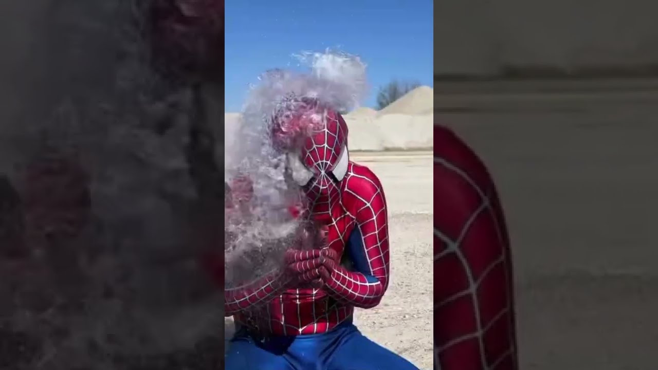 Spider Man popping water balloons!